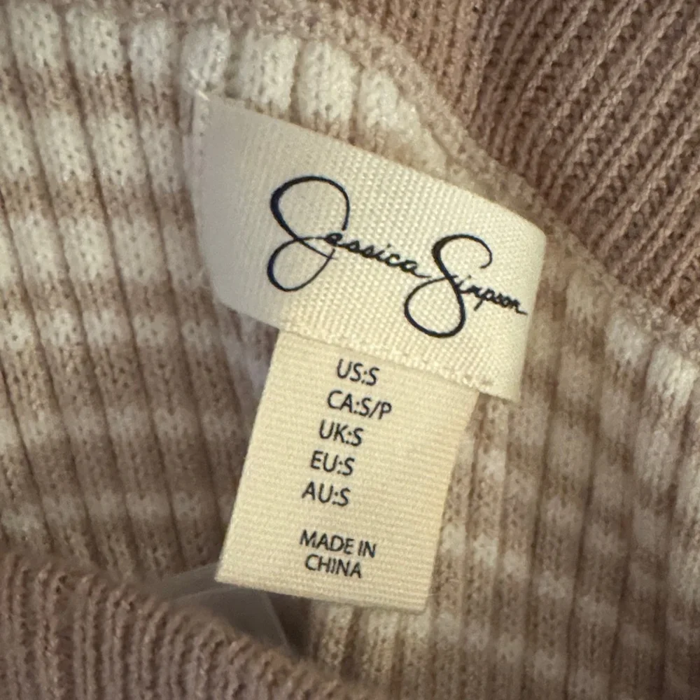 Jessica Simpson Women’s Tan & Cream Striped Long Fitted Maxi Pencil Skirt Small
